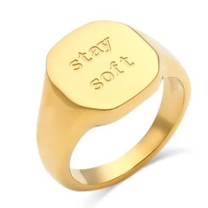 Stay Soft Signet Ring, size 9, 18K GP Gold